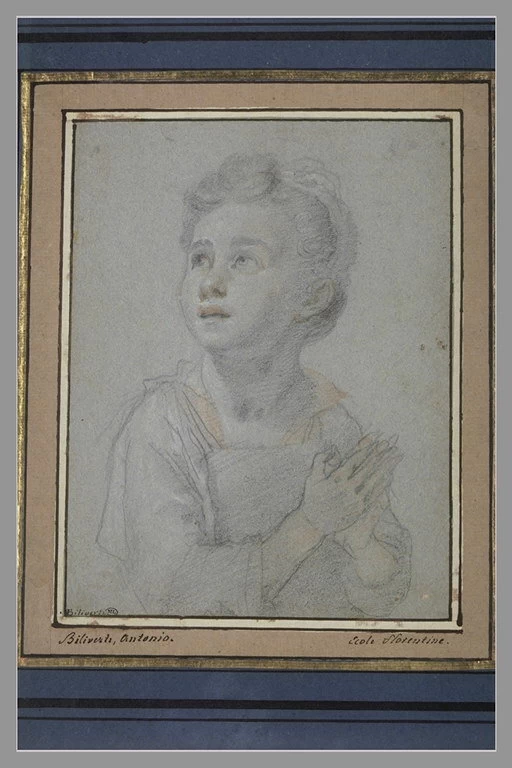 Busto di bambino, testa leggermente girata a sinistra, mani giunte - Museo del Louvre, Parigi